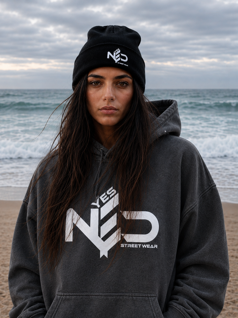 YES NΞD black streetwear beanie