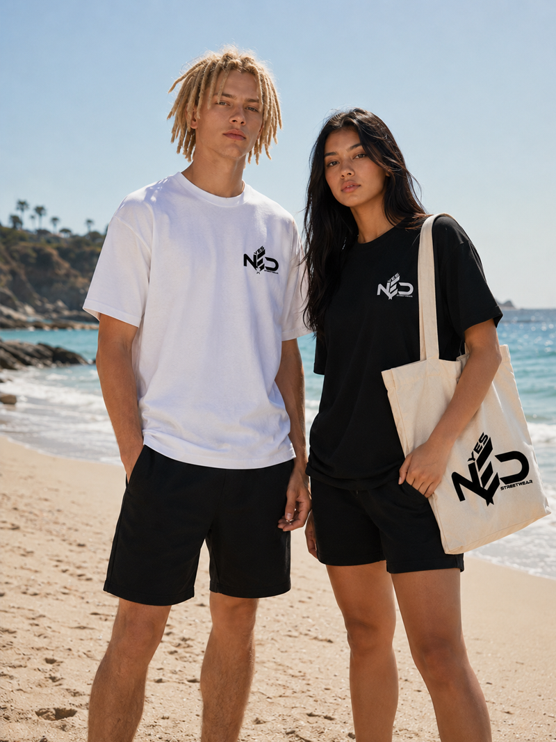 YES NΞD white oversized streetwear tee