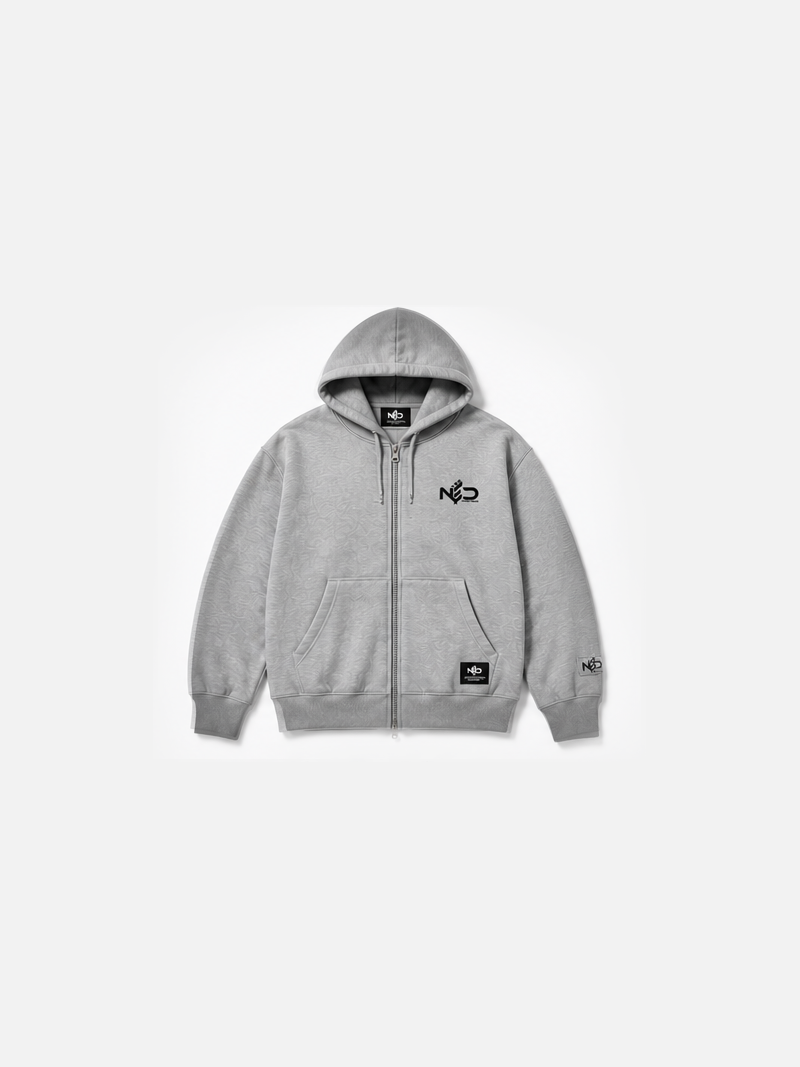YES NΞD grey zip hoodie streetwear product